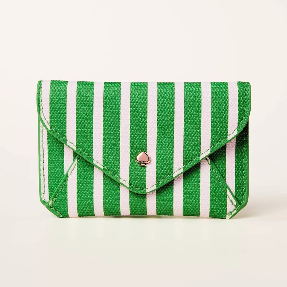 BNWT Kate Spade X Target Green and White Striped Card Case Wallet